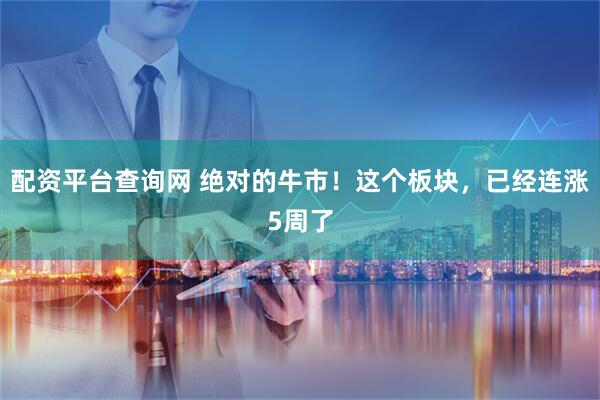 配资平台查询网 绝对的牛市！这个板块，已经连涨5周了